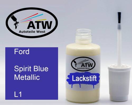 Ford, Spirit Blue Metallic, L1: 20ml Lackstift, von ATW Autoteile West.